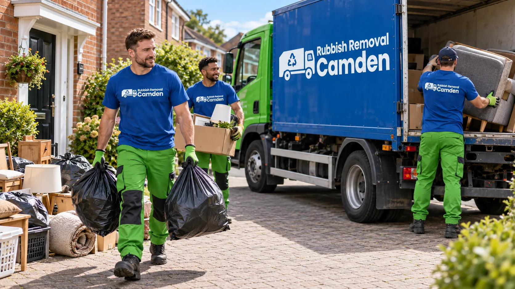 Camden rubbish removal team carrying household waste